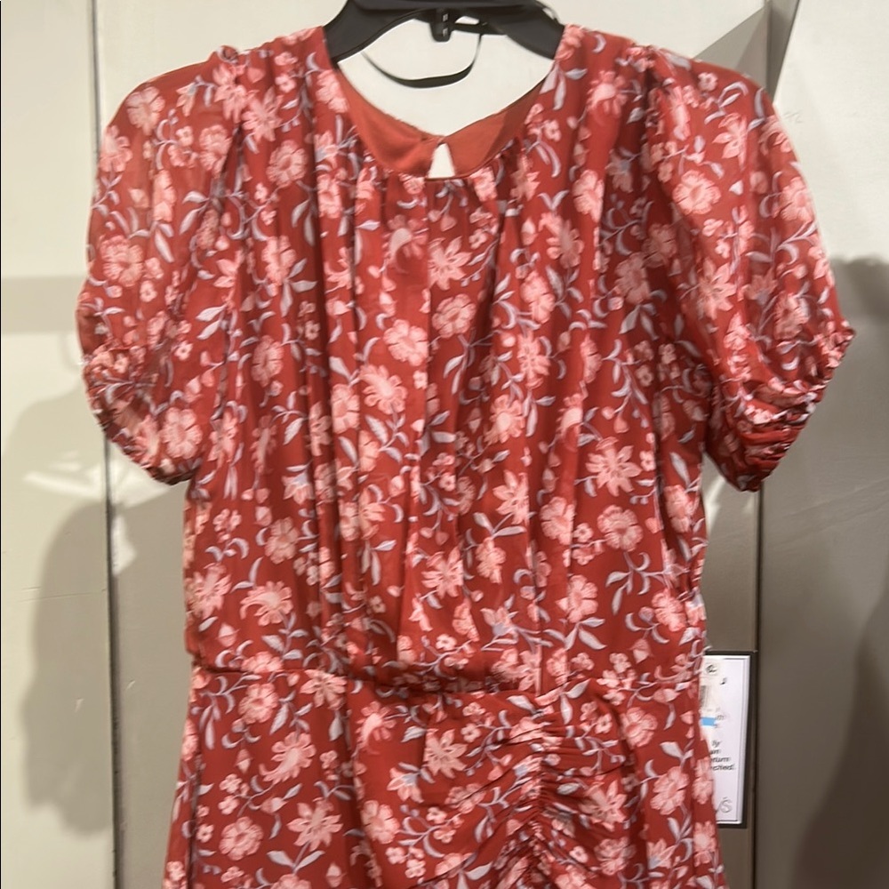 Floral Red and White Dress